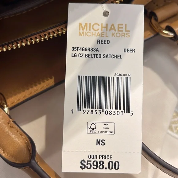 MICHAEL KORS
Reed Large Leather Belted Satchel Crossbody CZ Purse 
Crocodile - Picture 11 of 16